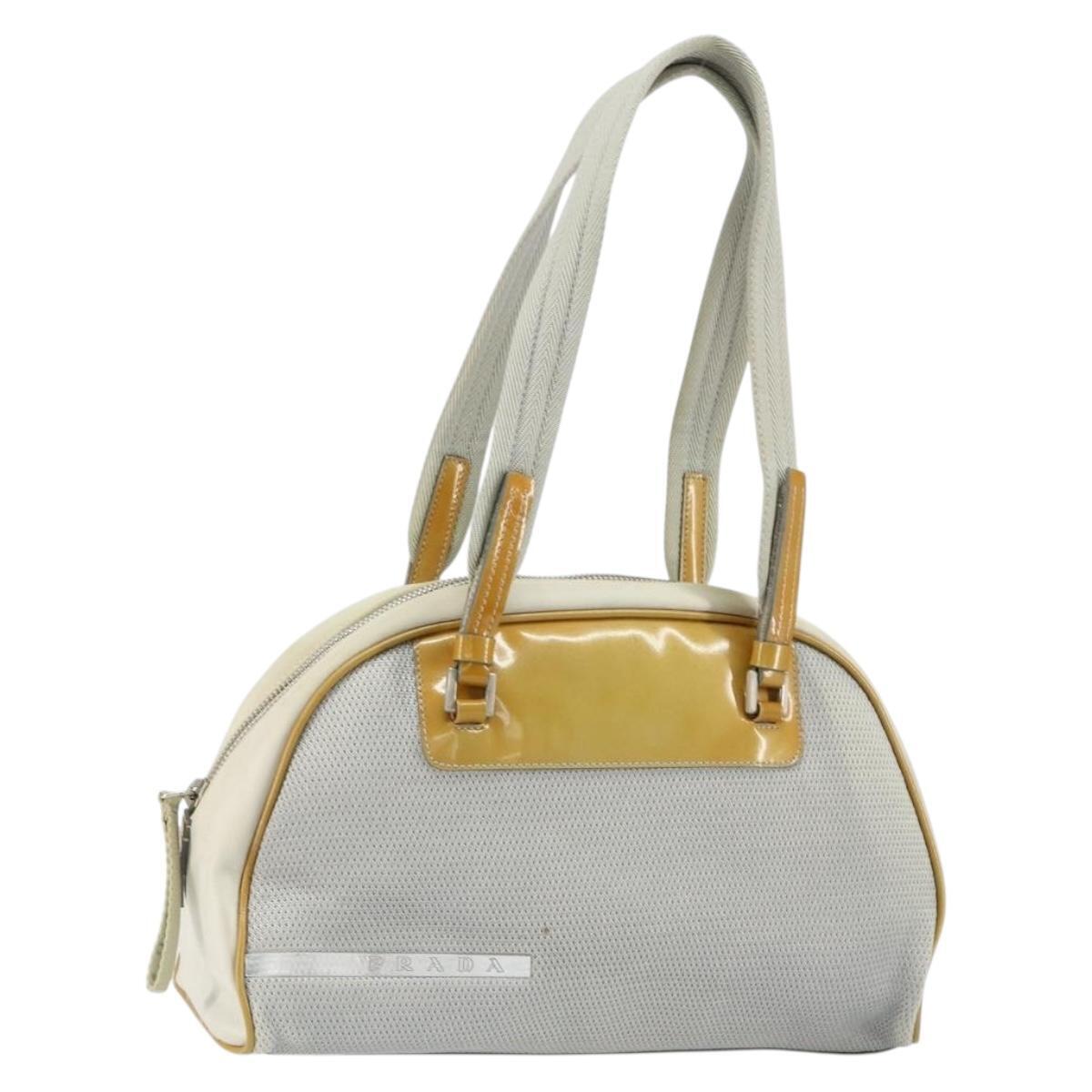 Prada Tote Bag Nylon Silver Auth Bs30636